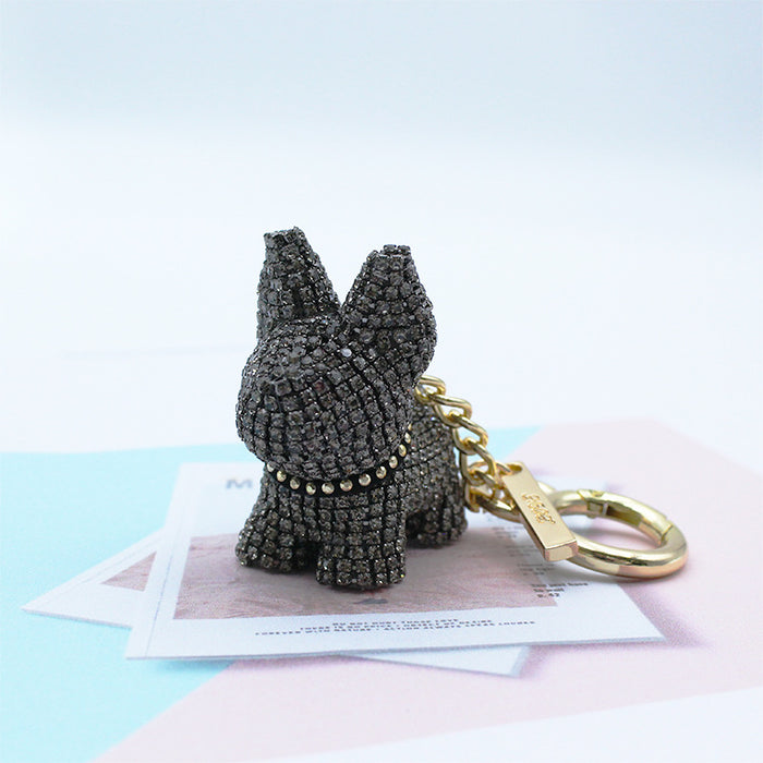 Wholesale diamond-encrusted puppy doll key chain key chain bag metal pendant