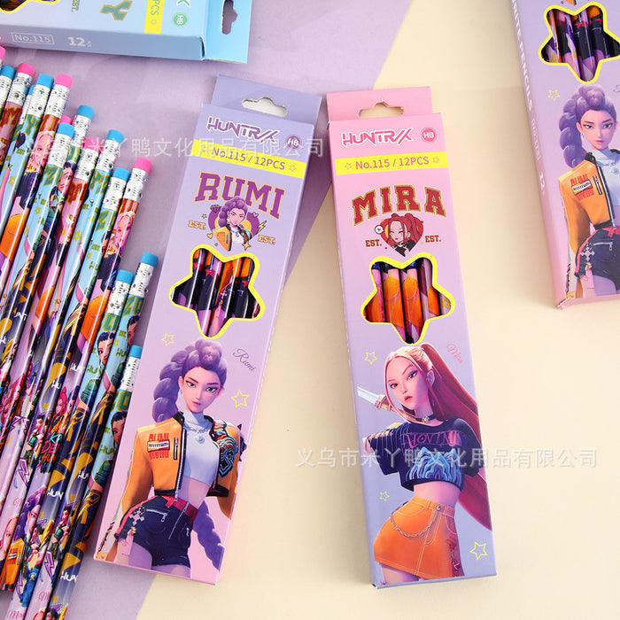 Wholesale Wooden pencils 12pcs/ box with eraser HB lead