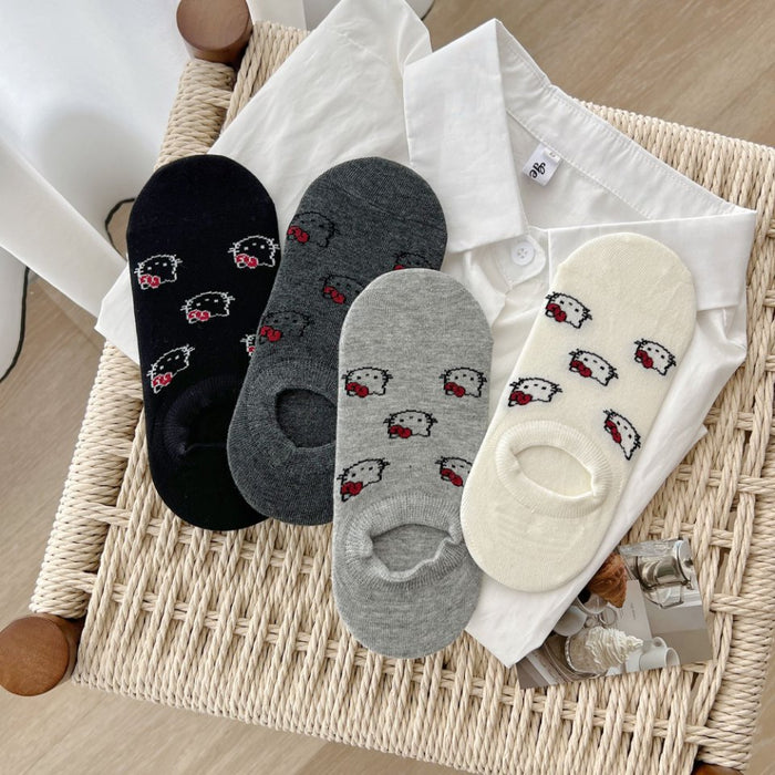 Wholesale Printed outer socks made of cotton, versatile and thin, short tube decorative women's socks, niche boat socks