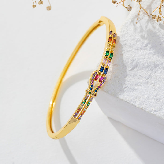 Wholesale retro snake-shaped bracelet women's gold-plated Clover bracelet inlaid craft nail zircon bracelet