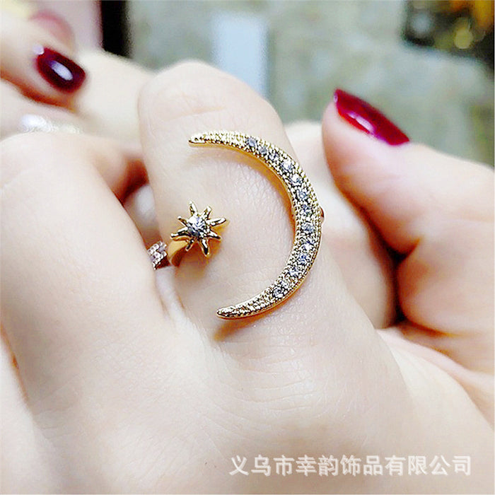 Wholesale Star Moon Ring Personality Star Moon Finger Opening Ring