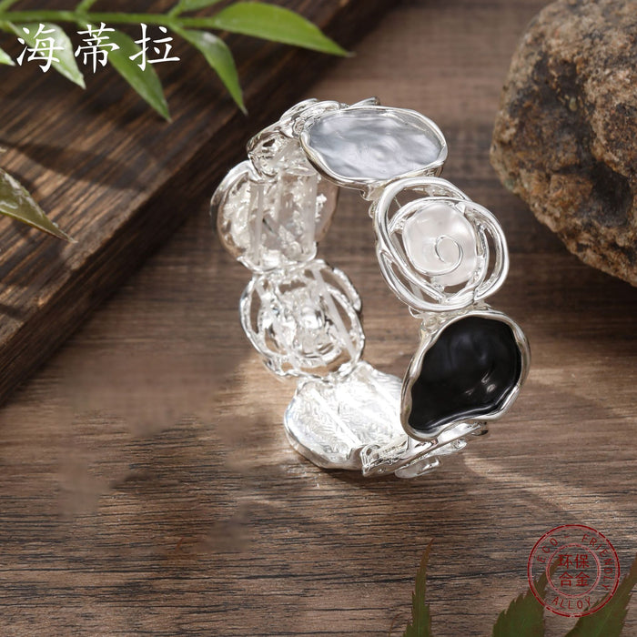 Wholesale Color Painted Oil Rose Elastic Bracelet Geometric Hollow Rose  All-match Bracelet