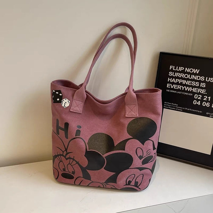 Wholesale Cartoon Canvas Bag Thickened New Style Large Capacity Handbag Commuting Shoulder Tote