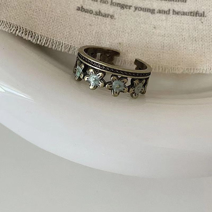 Wholesale Stacked butterfly ring, vintage and vintage style, niche flower opening ring for women