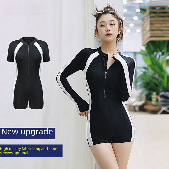 Wholesale Sports one-piece swimsuit professional conservative new hot spring swimsuit long and short sleeved swimsuit