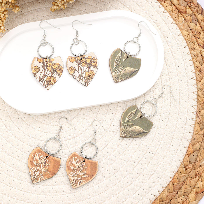 Wholesale Leaves Wooden Earrings Ring Earrings