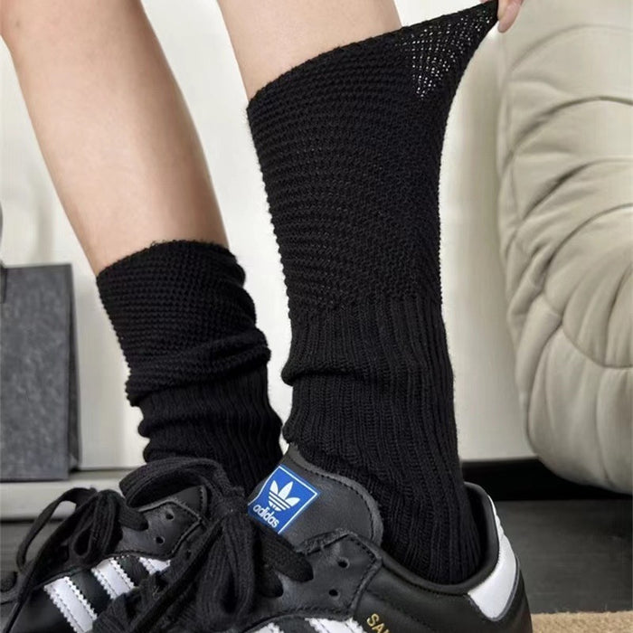 Wholesale Sock Splicing Breathable Stacking Socks Solid Color Cotton Socks Versatile Knitted Particle Leg Socks