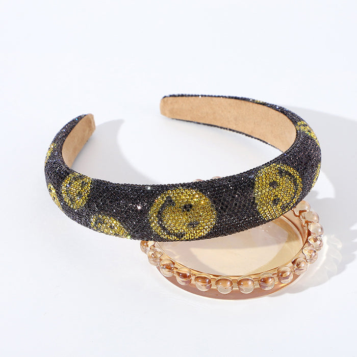 Wholesale Retro shiny starry rhinestone headband light luxury all-match smiley face hair accessories