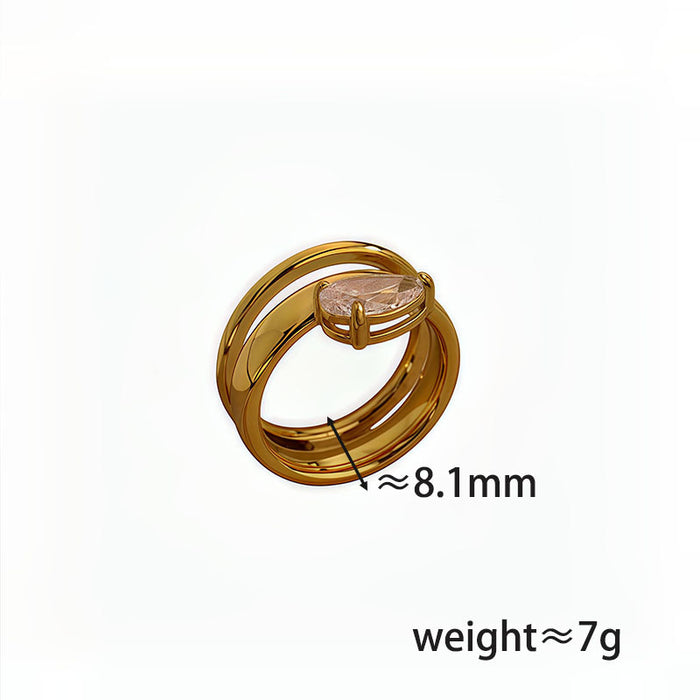 Wholesale New Light Luxury Geometric Waterdrop Diamond Ring Women's Stainless Steel Plated Jewelry