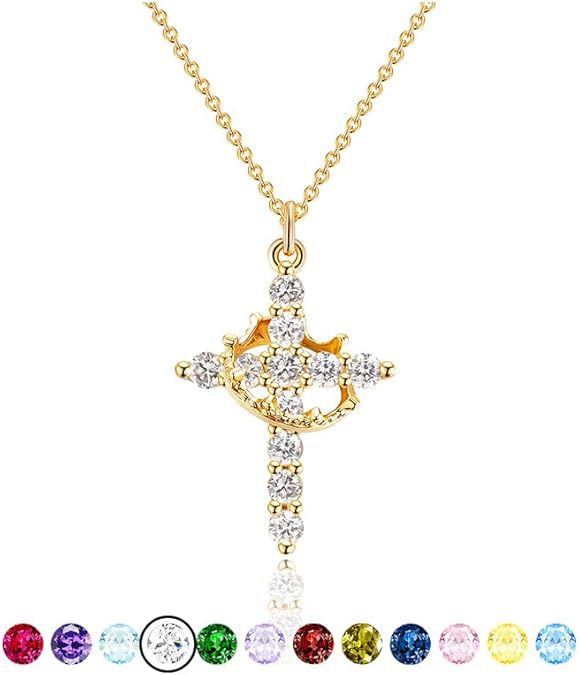 Wholesale Cross Crown Rotating Necklace Versatile Light Luxury High End Necklace Zircon Clavicle Chain