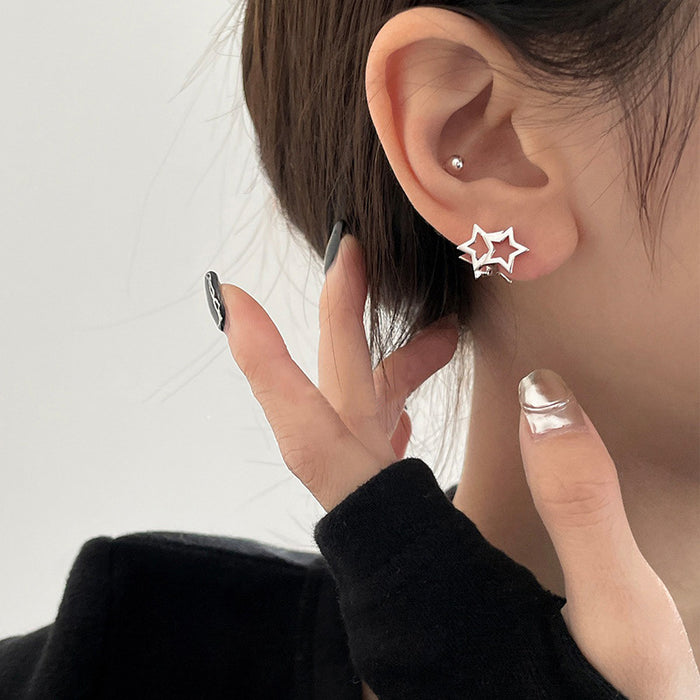 Wholesale Star Ear Buckle Earrings Niche Design Simple Hollow Star Earrings