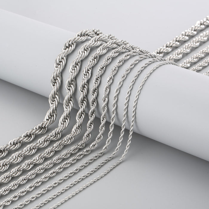 Wholesale 2pcs Simple Titanium Steel Twist Chain Necklace JDC-NE-KaLun004