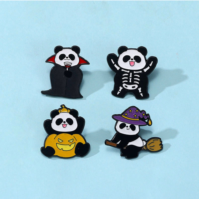 Wholesale  Panda Brooch Cartoon  Decoration Pumpkin Head Witch Vampire Skull Oil Drop Alloy Badge