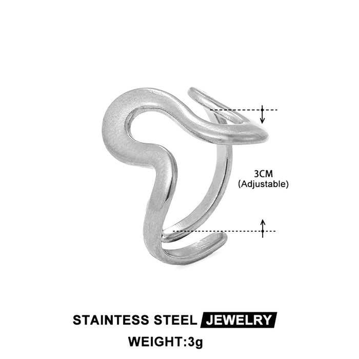 Wholesale Simple geometric irregular shaped ring with adjustable opening, titanium steel non fading ring, stainless steel open ring
