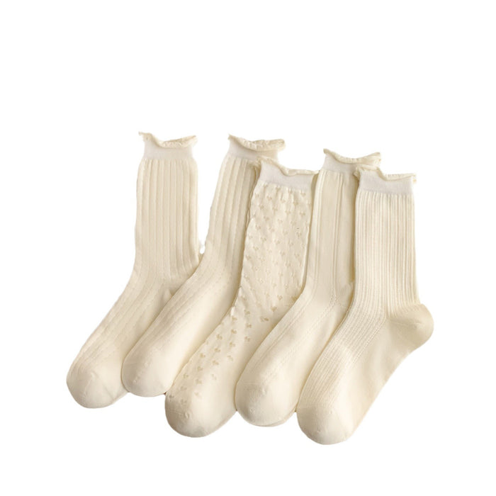 Wholesale Socks, mid tube socks, lace socks, hollowed out mesh stacking socks, sweat absorbing and breathable long socks