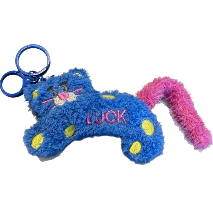 Wholesale Creative cartoon polka dot leopard doll keychain DIY twist tail decompression doll student pendant