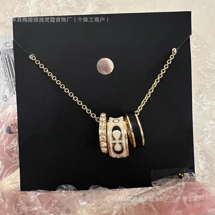 Wholesale Classic three ring necklace in gold, white, and black