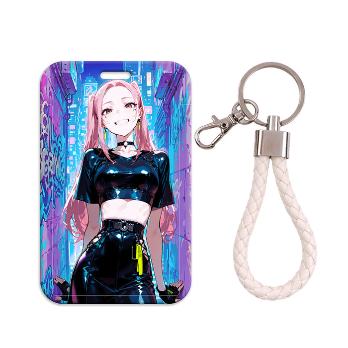 Wholesale 5 pcs KPOP Women' s Lanyard Hard Case Multi-functional Protective Card Holder Keychain