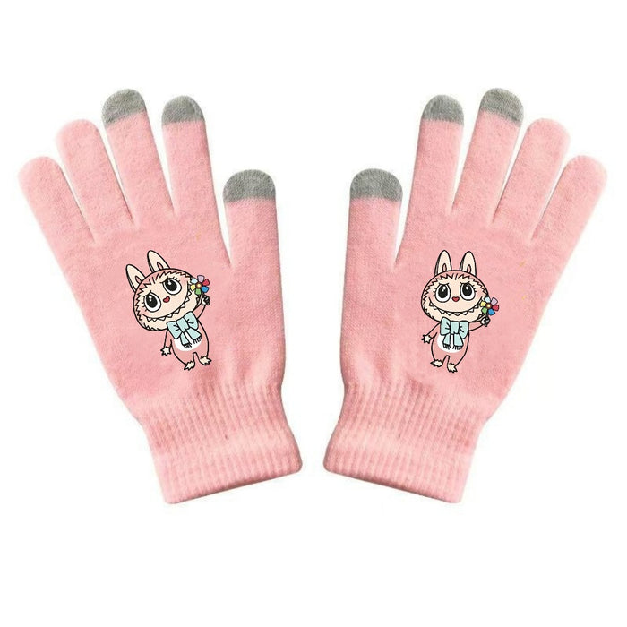 Wholesale Warm Dopamine Printed Knitted Gloves