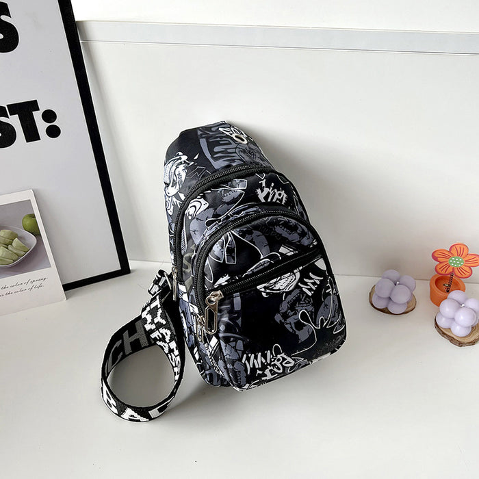 Wholesale New fashionable children's shoulder crossbody bag with casual and personalized printed chest small back bag