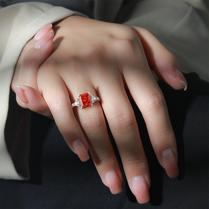 Wholesale Ice Flower Cut Square Ring Copper Real Gold Plating High Carbon Diamond Look Jewelry Accessory for Resale
