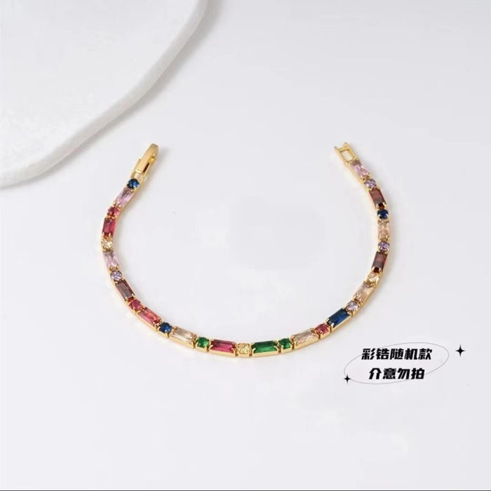 Wholesale Alloy Synthetic Color Zircon Bracelet Colorful Bracelet