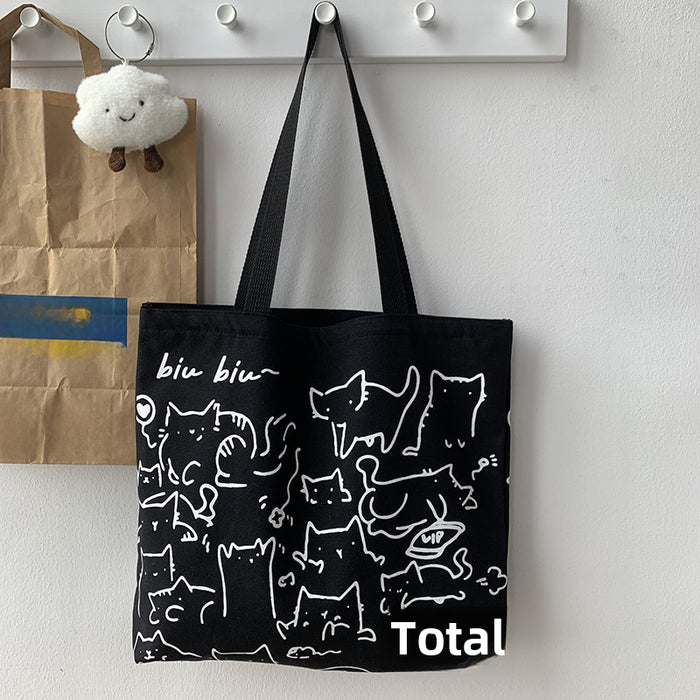 Wholesale Hand drawn shoulder bag, backpack, artistic retro style, large capacity canvas bag