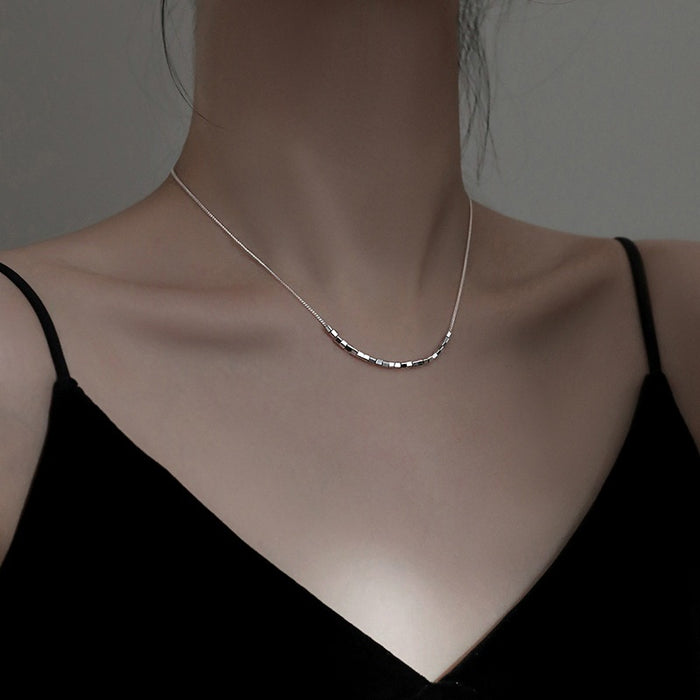 Wholesale Pure silver square necklace, new luxury collarbone, niche design accessory