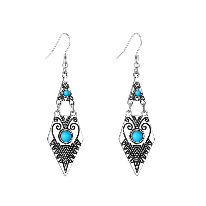 Wholesale 2pcs Turquoise Retro Bohemian Earrings