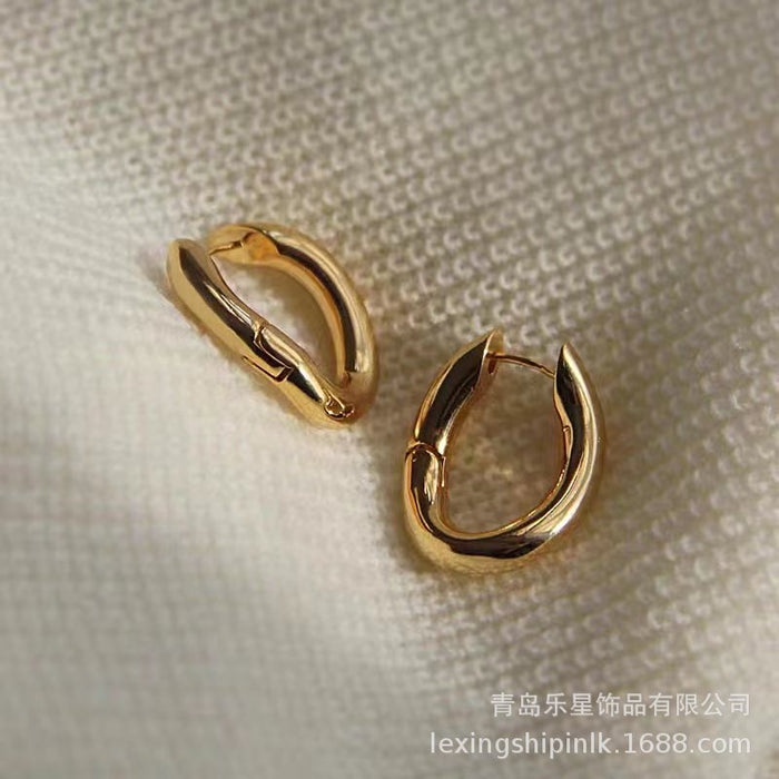 Wholesale Simplicity, individuality, versatility, fashion, oval ring, curved ear buckle, women's niche design, elegant and versatile