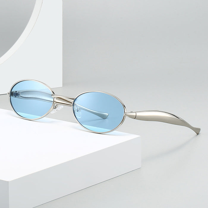 Wholesale Mirror legs, metal sun frame, oval shaped fashionable fashion show, UV resistant sunglasses