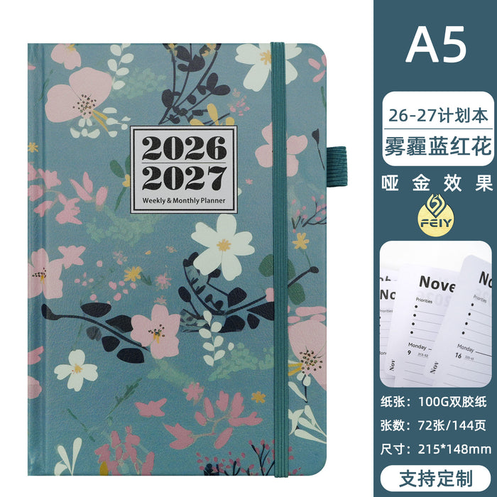 Wholesale Imitation Leather Blue Floral A5 Planner Notebook - Decorative Fashion Accessory