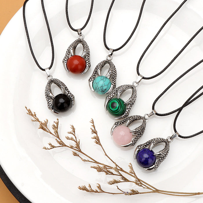 Wholesale Dragon claw shaped stone bead necklace