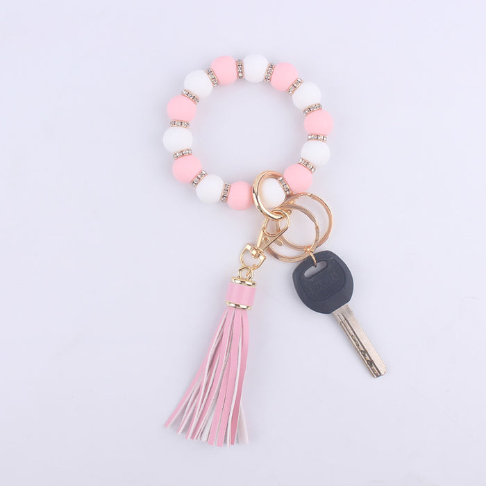 Wholesale Silicone bracelet wrist keychain tassel pendant