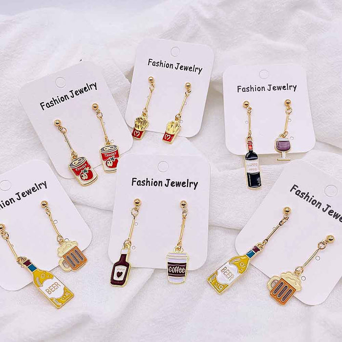 Wholesale Cartoon Beverage Alloy Oil Drop Earrings JDC-ES-Susheng002