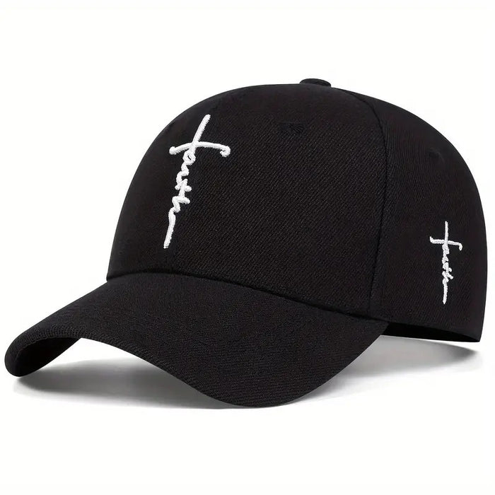 Wholesale TEMU Popular Hat Embroidery Faith Cross Imitation Wool Blue Baseball Cap for Men and Women Outdoor Sun Protection Duckbill Cap JDC-FH-TQ006