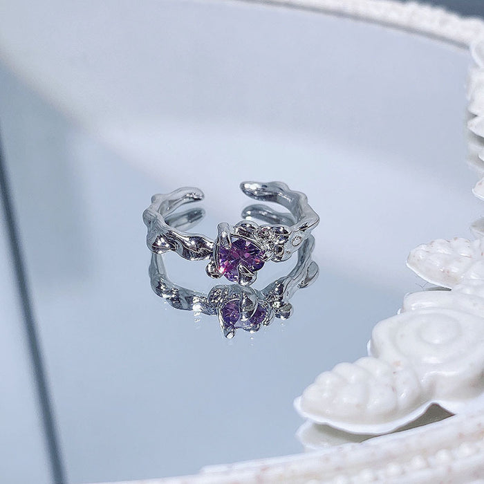 Wholesale Diamond studded pearl zircon open ring with geometric design of letters