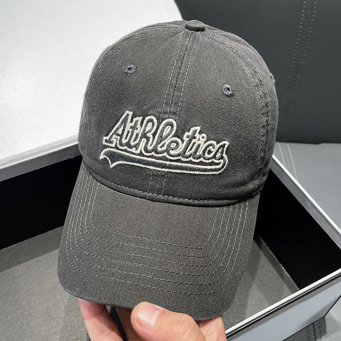 Wholesale Vintage baseball cap with widened embroidered letters, versatile sun shading duckbill cap