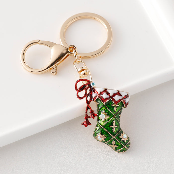 Wholesale keychain cute Christmas Tree metal pendant Christmas decorations
