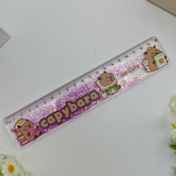 Wholesale Cartoon Quicksand Ruler Gold Powder Decompression Glitter Ruler Set