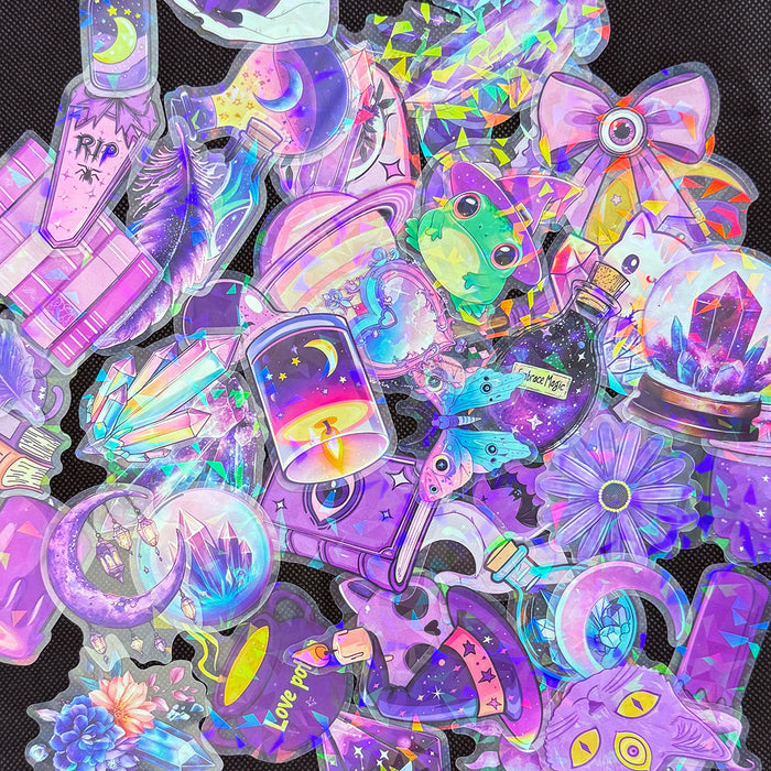 Wholesale 50 Transparent Laser Creative Stickers,  Personalized Ledger Decorations