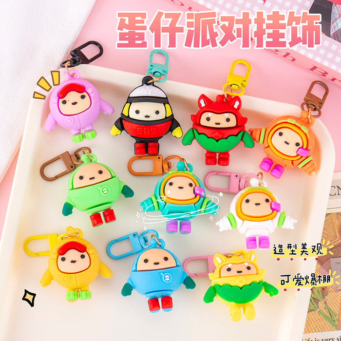 Wholesale Cartoon Doll Keychain Soft Glue Cute New Egg Key Ring Holiday Party Pendant Luggage Jewelry