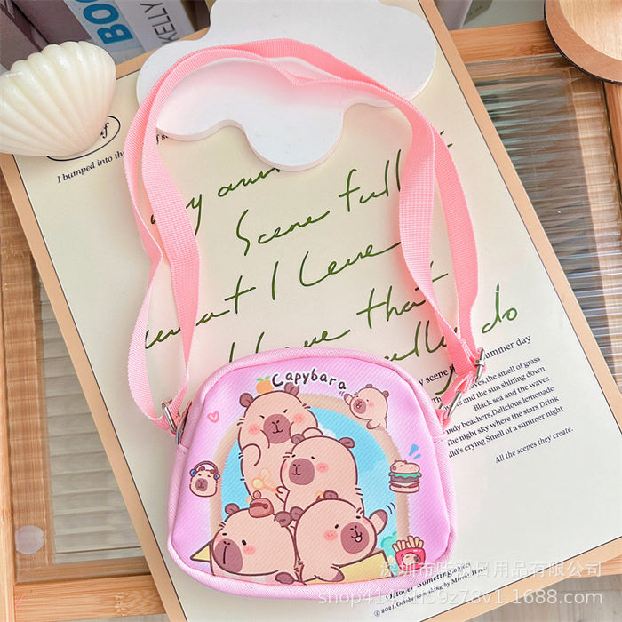 Wholesale Cloth Crossbody Bag Semicircle Shoulder Bag Children' s Small Backpack Shoulder Bag  Capybara Crossbody Bag