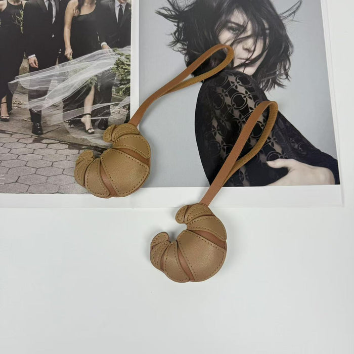 Wholesale Double-Sided Patch Croissant Lanyard Keychain Bag Pendant  Bread Pendant