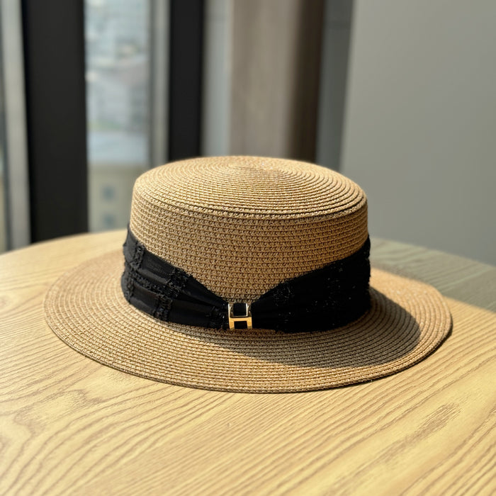 Wholesale Flat Top Straw Hat Summer Sunshade Sun Protection Straw Fashion Trendy