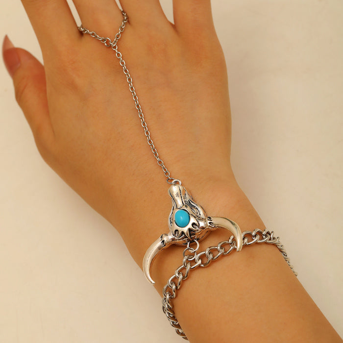 Wholesale Bohemian Ethnic Style Zinc Alloy Jewelry Set Cow Head Design Necklace and Bracelet