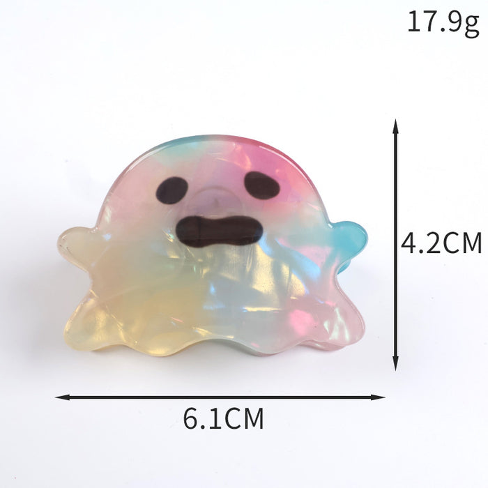 Wholesale Halloween imitation acetate  funny dark style shark clip personality creative pumpkin hairpin ghost clip