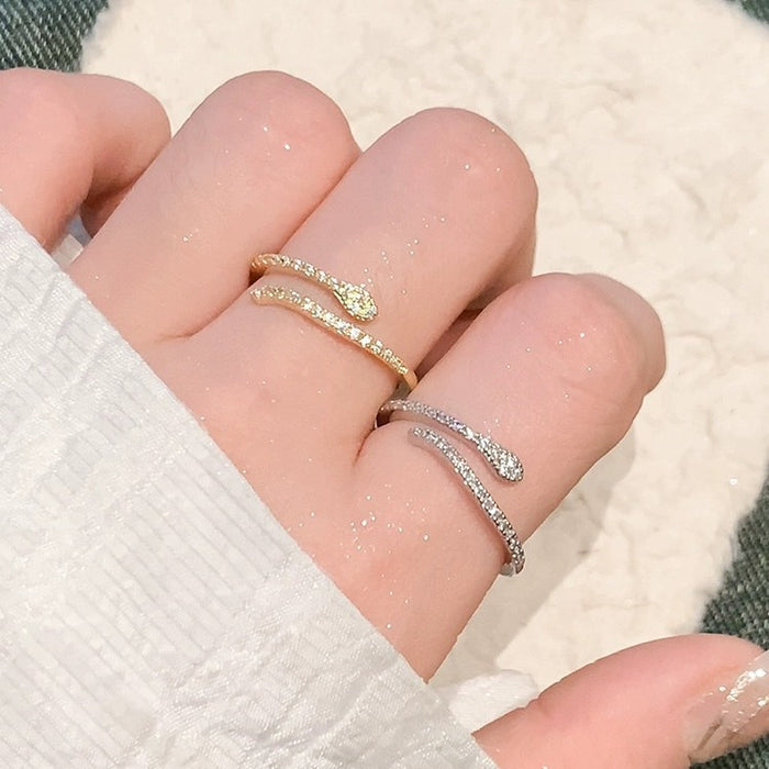 Wholesale Pure silver gold-plated ring for women, with a niche design and diamond inlay. It is a light luxury, exquisite and fashionable open ring