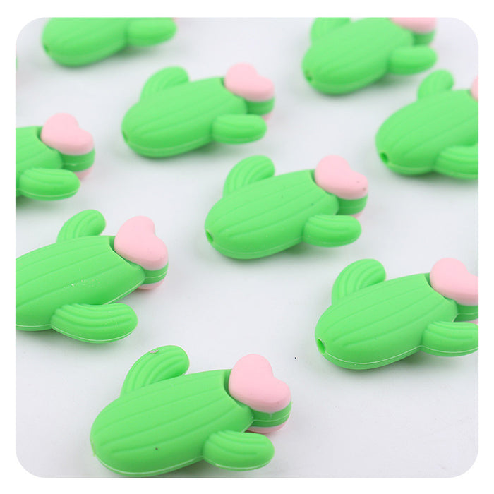 Wholesale Cartoon 3D Cactus Silicone Focal Beads JDC-BDS-GuangTian013