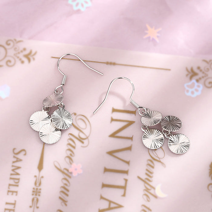 Wholesale Earring temperament, niche pleated design, ear suspension, personalized smooth round tassel ear hook